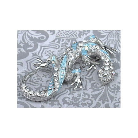 - AUSTRIAN CRYSTAL RHINESTONE SILVER LIZARD PIN BROOCH