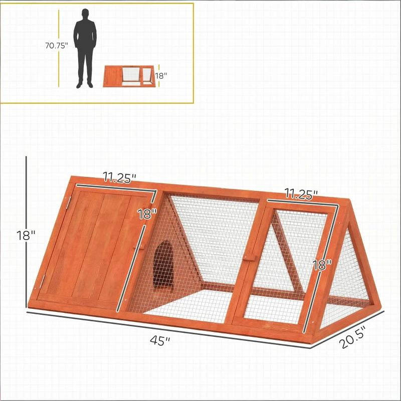 Wooden Small Animal Cage, Rabbit Hutch Outdoor Triangle Bunny House