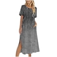 thumbnail image 2 of Ovzne Robes Grande Taille pour Femmes Courbes Robe d'Été Décontractée Printemps Manches Courtes avec Poches Robe de Plage Ligne A Robe Décontractée Grande Taille Maxi Robe Manches Courtes, 2 of 7