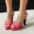 thumbnail image 5 of Mepaouo High Heels for Women Chunky Block T Strap Platform Shoes Sexy Open Toe Dressy Pumps Sandals, 5 of 7