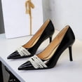 thumbnail image 2 of Women's Pumps Stiletto Pearl High Heel 7.5CM Patent Leather Wedding Evening Party Court Shoes, 2 of 5