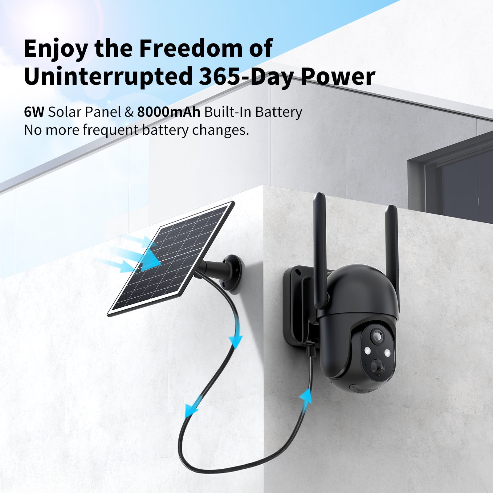 Conico 4G LTE Solar Cellular Security Camera, Black, 2K PTZ Wireless Outdoor Camera with Full-Color Night Vision, AI Human Detection, No WiFi Needed