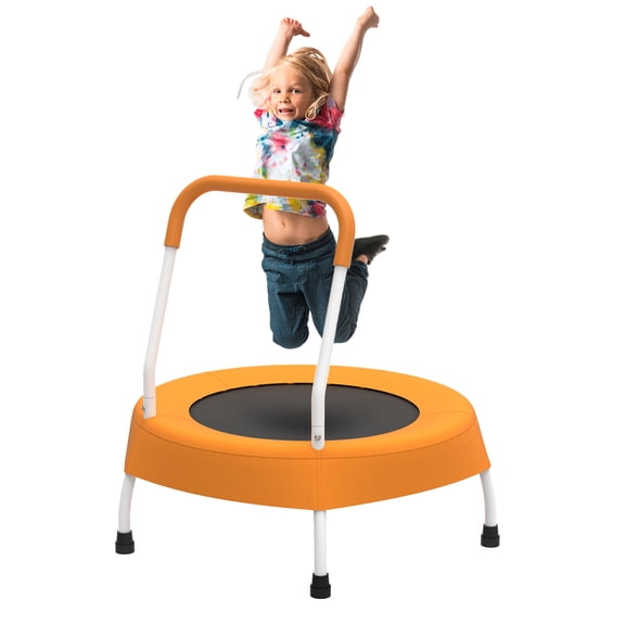 JERFIT Kids Trampoline with Safety Handle - 28 Inch Toddler Trampoline for Indoor & Outdoor Use, Fun Bouncer for Children 1-4 Years Old, Orange