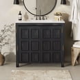 thumbnail image 3 of 36 inch Bathroom Vanity with Ceramic Sink, Vintage Storage Cabinet, Solid Wood Freestanding Vanity Organizer for Bathroom, Espresso, 3 of 10