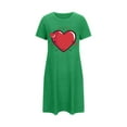 thumbnail image 5 of yillto Women Nightgown Short Sleeve Sleepshirt Crewneck Heart Graphic Sleepwear Nightshirts Pajama Dress, 5 of 5