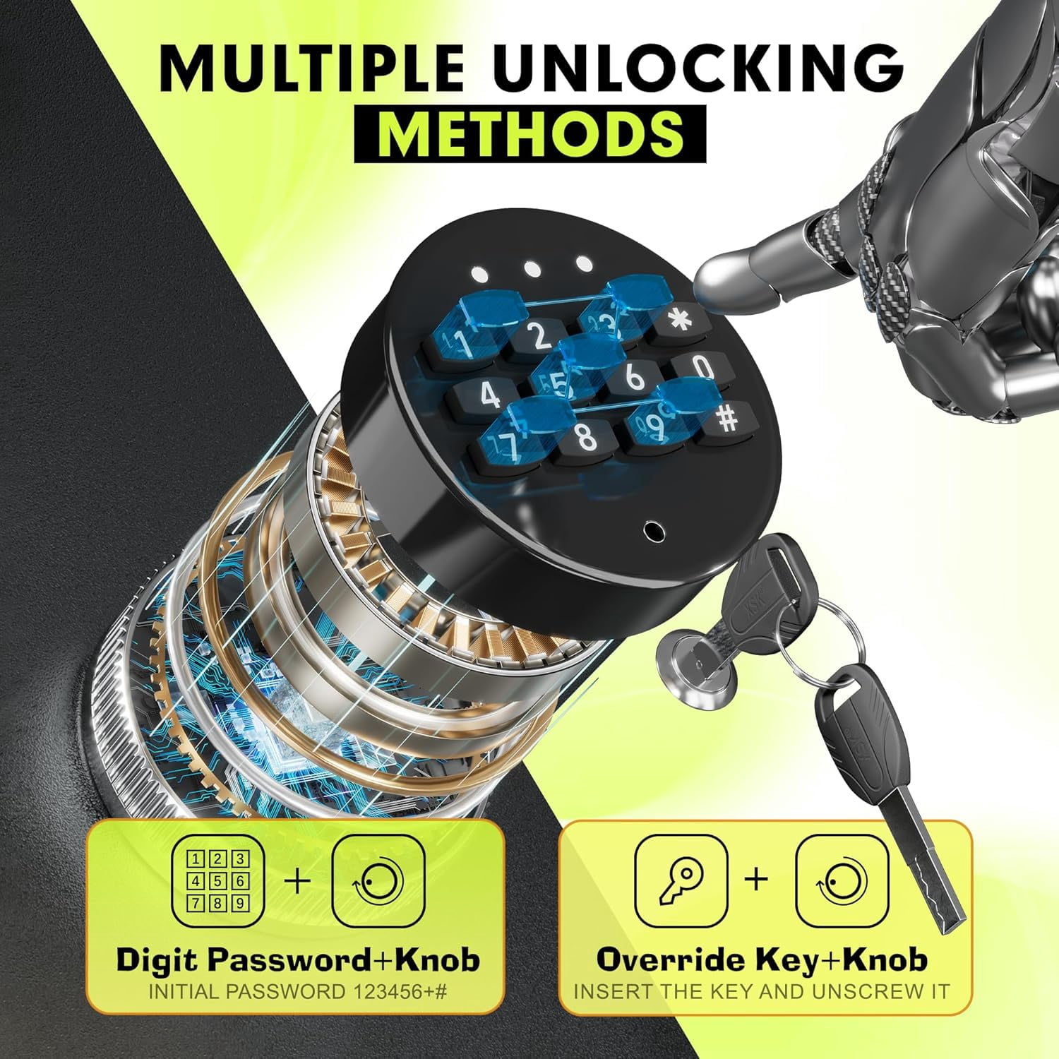SUNCROWN Quick Access Weapon Safe with Adjustable Shelf and Keyboard lock, lockable cabinet with safe pocket