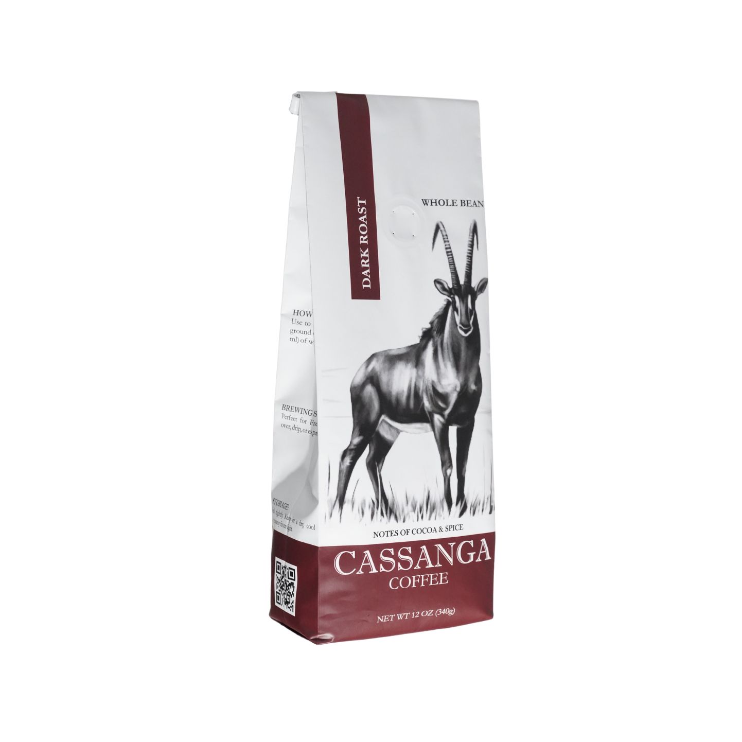 Cassanga Coffee — Natural Dark Roast, Whole Bean Coffee 10 oz (284 g)