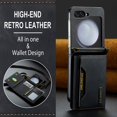 thumbnail image 6 of SaniMore Case for Samsung Galaxy Z Flip 5 6.7" 2023, Retro PU Leather Case Soft TPU Inner Detachable Magnetic Folding Card Pocket Flip Kickstand Anti-drop Shockproof Protectiive Cover, Black, 6 of 9