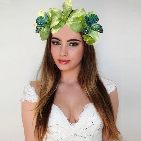LIZUOJUN Flower Headband for Women Butterfly Hair Accessory Large Bloom Floral Headpiece Beach Vacation Party Halloween Wedding Hair Band, One Size