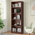 thumbnail image 2 of MAYEERTY Freestanding 5-Shelf Wood Bookshelf with Adjustable Shelves for Home Office, Cherry, 2 of 7