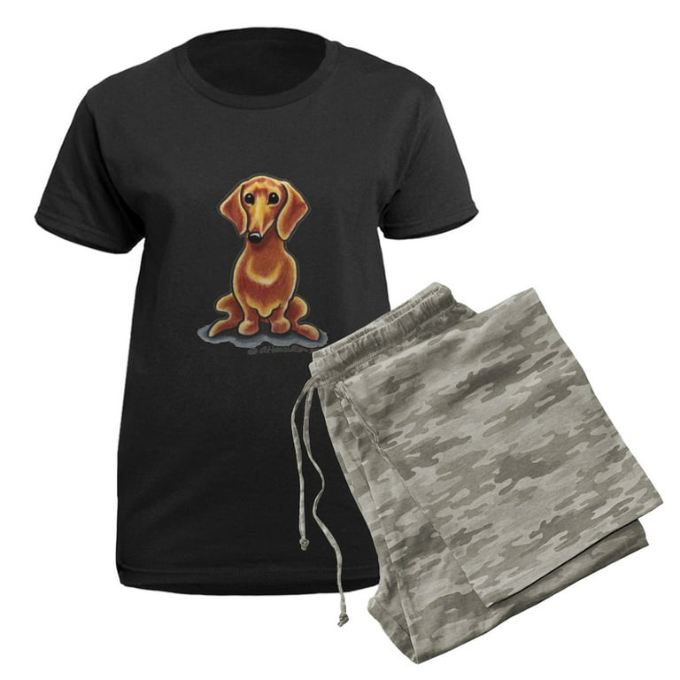 CafePress Smooth Red Dachshund Women s Dark Pajamas Women s Short Sleeve Print T Shirt and Pants Dark Cotton Pajama Set