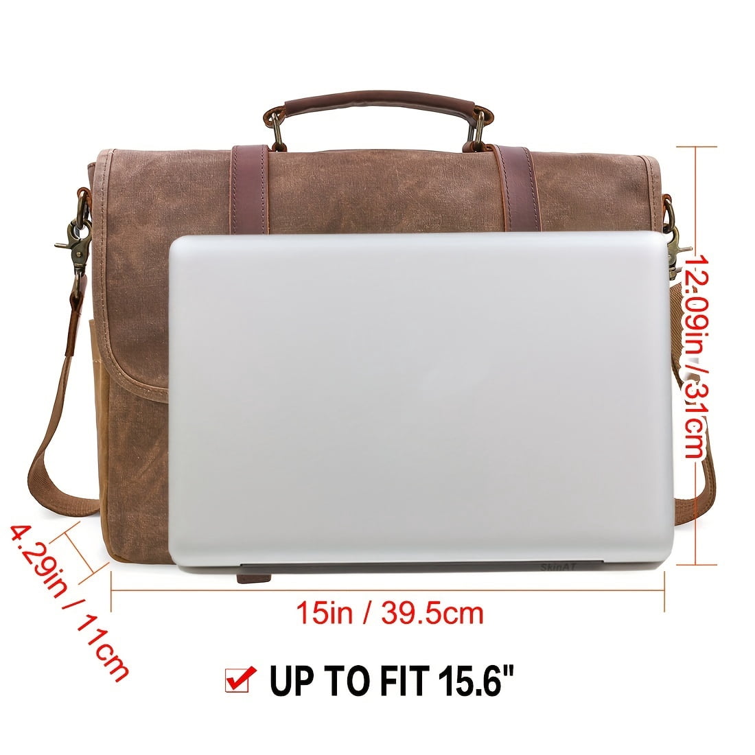 Vintage Waxed Canvas Messenger Bag for Men, 15.6" Laptop Briefcase with 9 Pockets, Heavy-Duty Work Satchel for Business Travel College