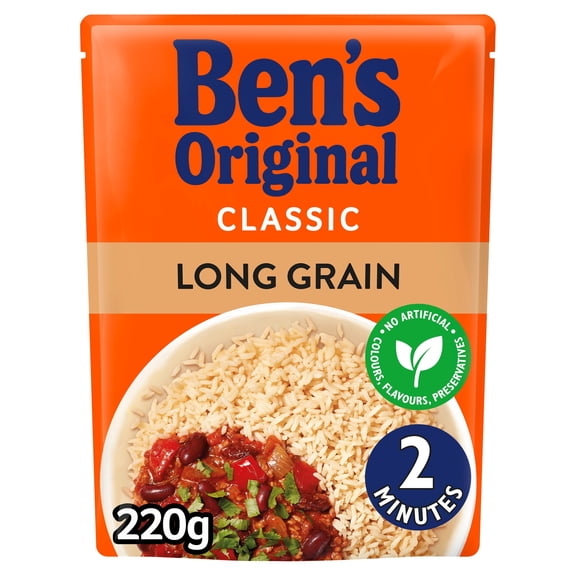 Ben's Original Long Grain Microwave Rice 220g, Imported from Britain