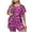 Hot Pink, variant on Plus Size 2 Piece Pajamas Set for Women Crew Neck Shorts Lounge Sets Classic Print Sleepwear Soft Loungewear XL-5XL