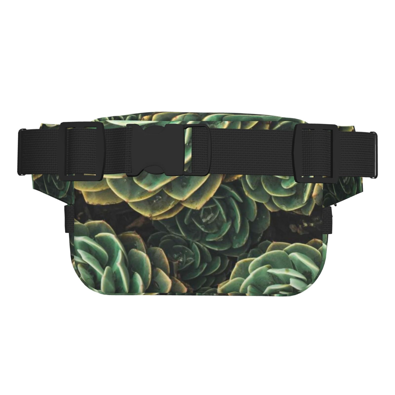 Picia Succulents Print Square Double-Layer Waist Bag Mini Adjustable Waist Belt Bag Exercise Running Travel Hiking