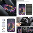 thumbnail image 4 of Renewold Black Cat Flower Galaxy Car Seat Covers for Women, with Steering Wheel Cover Seat Belt Pads Center Console Cover Handbrake Cover Gear Shift Cover Cup Coaster Holder Seat Cover, Pack of 12, 4 of 7