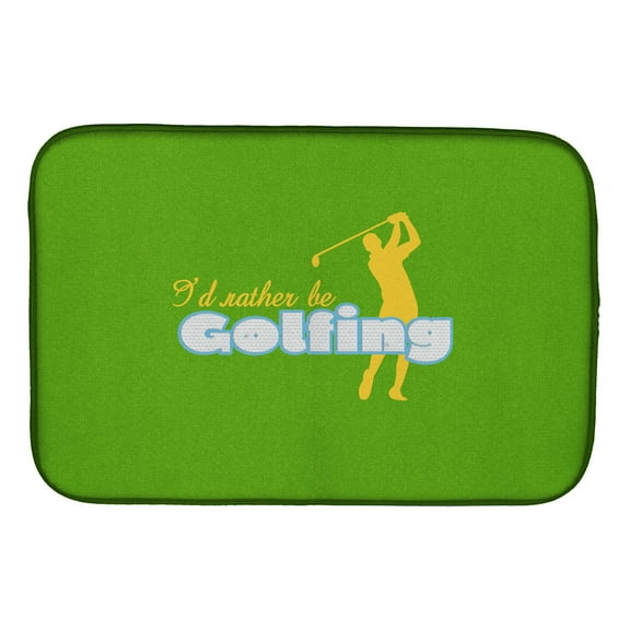 Id rather be Golfing Man on Green Dish Drying Mat