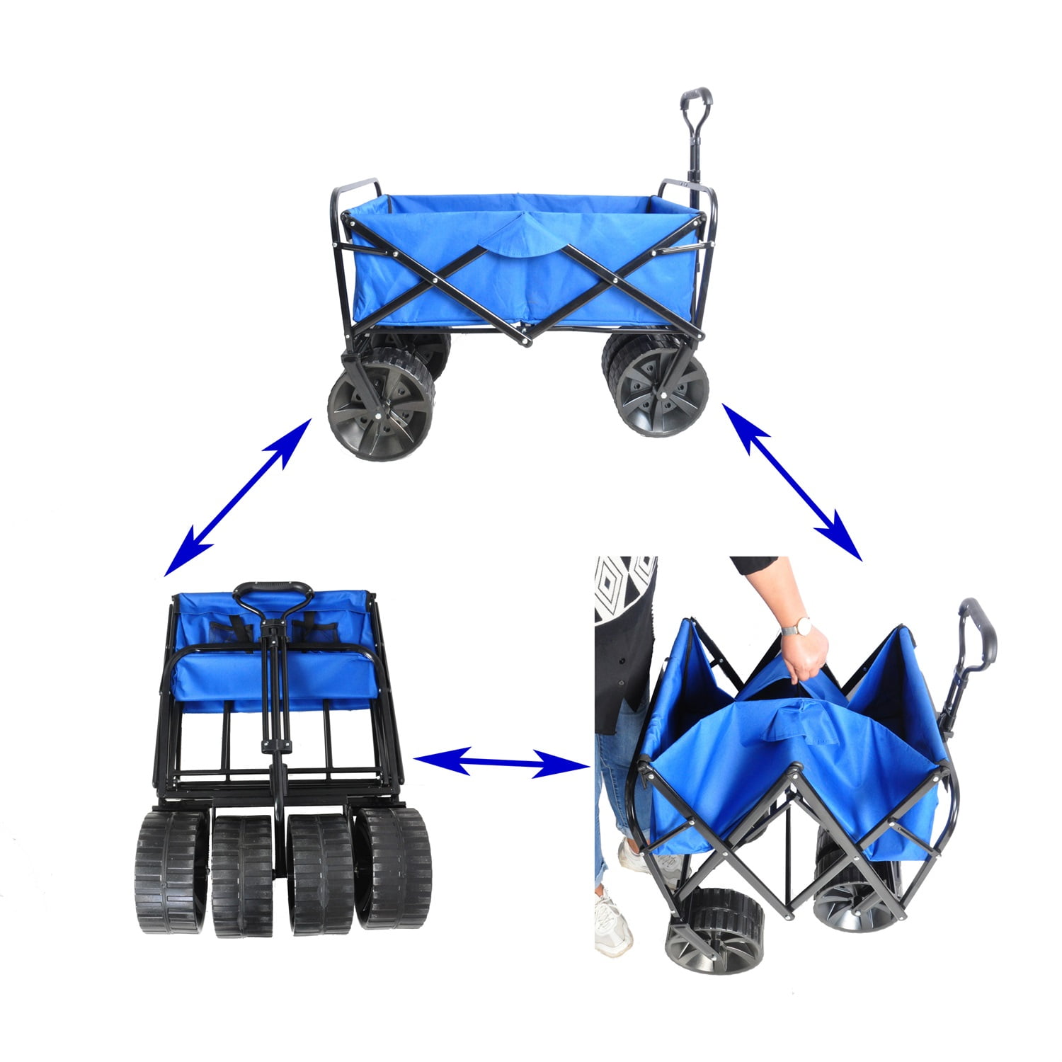 Lowestbest Folding Trolley, Independent Portable Outdoor Garden Sports Heavy-Duty Shopping Cart Cart, Blue Lowestbest Folding Trolley, Independent Portable Outdoor Garden Sports Heavy-Duty Shopping Cart Cart, Blue