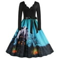 thumbnail image 1 of TIMIFIS Robe d'Halloween et d'Action de Grâce pour Femmes, Robe à Manches Longues, Citrouille Ajourée, Robe de Fête Décontractée Automne/hiver, 1 of 5