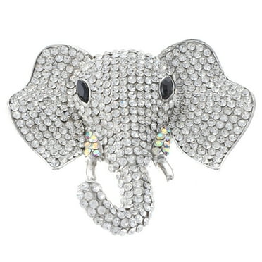 Large Crystal Elephant Brooch