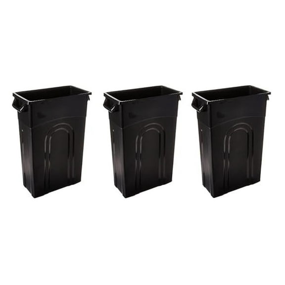 TI0032 Highboy Waste Container In Black, 33 Gallon, Slim Fit Wastebasket (3-Wastebaskets)