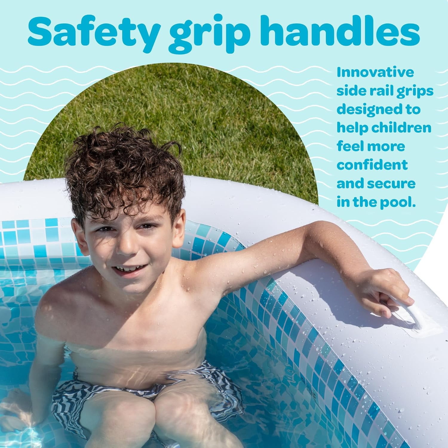 Premium Large Inflatable Pool with Soft Floor, Handles and Drain for Adults and Kids, 90x60inch Family Size Backyard Swimming Pool