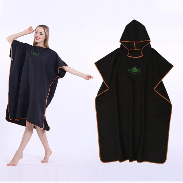 Poncho de surf suave shamjiam microfibra cambiante negro