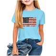 thumbnail image 3 of Jinhomg American Flag Shirts for Kids Casual Short Sleeve Crew Neck Tees USA Patriotic Summer Tops Boys Girls 4Th of July Gifts Sky Blue 130, 3 of 8