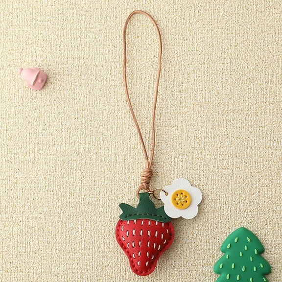 Strawberry Shaped Plush Pendant Keychain, Soft 3D Strawberry Bag Charm, Cute Fruit Pendant for Purse, Backpack, Keys, Holiday Gift and Everyday Accessories