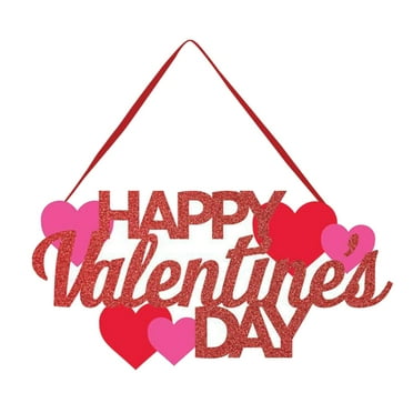Happy Valentine's Day Sign Red Heart Wooden Sign Valentine Hanging Sign Valentine's Day Wall Plaque for Valentine's Day Door Wall Decor