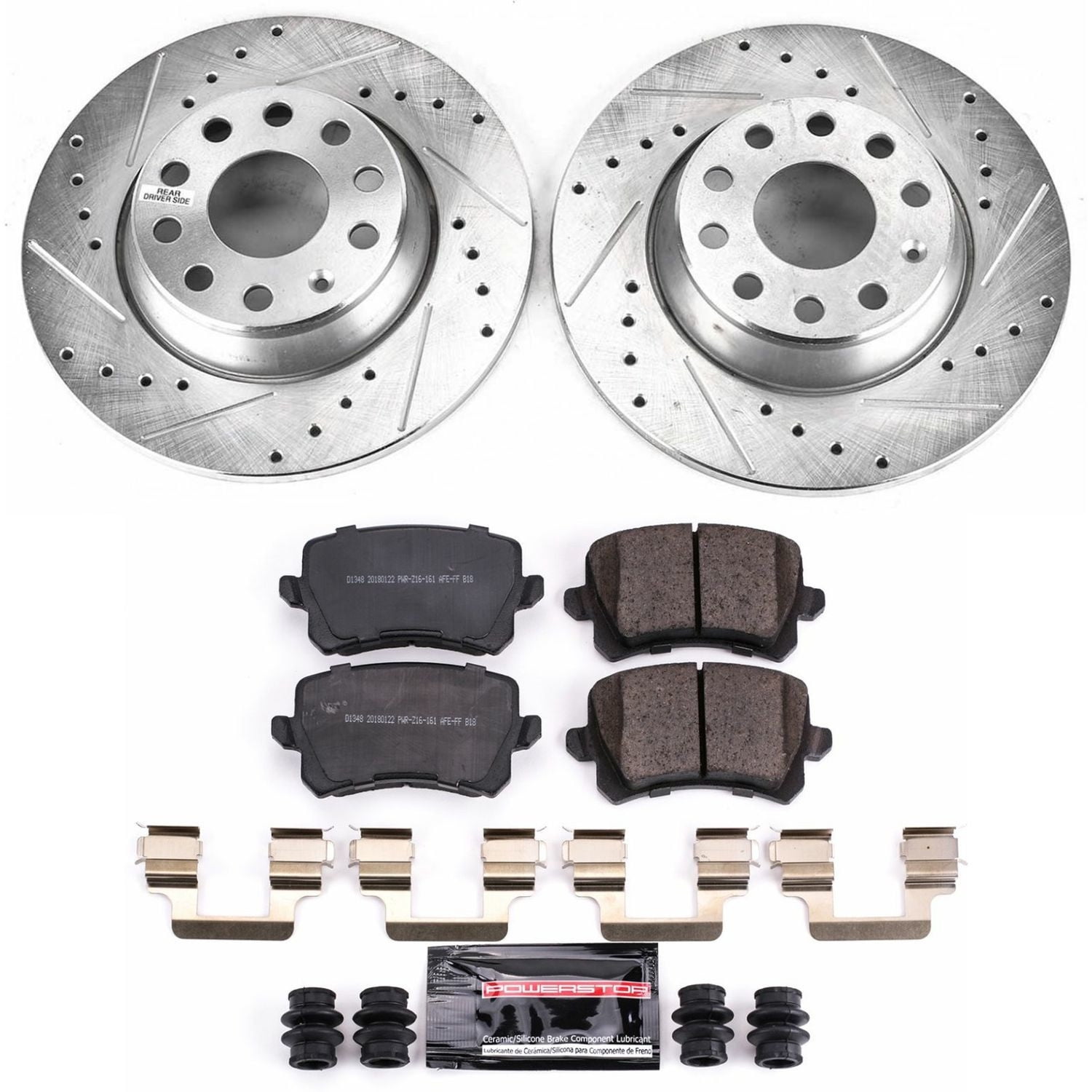 PowerStop Rear Z23 Evolution Sport Carbon-Fiber Ceramic Brake Pad and Drilled & Slotted Rotor Kit Fits: VOLKSWAGEN Select Models K7811
