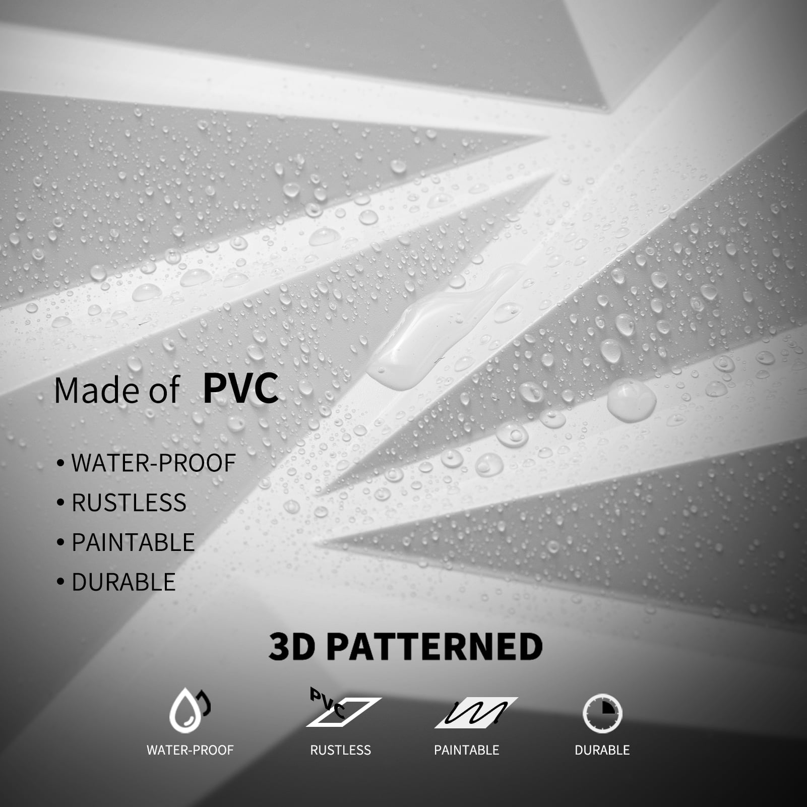 20-Pack 11.8" x 11.8" PVC 3D Wall Panels - Diamond Design Textured Decorative Panel With Peel & Stick Mounting Tape, Easy Install for Home & Office