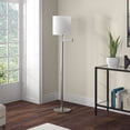 thumbnail image 2 of Evelyn&Zoe Moby Swing Arm Floor Lamp with Fabric Drum Shade in Brushed Nickel/White, 2 of 7