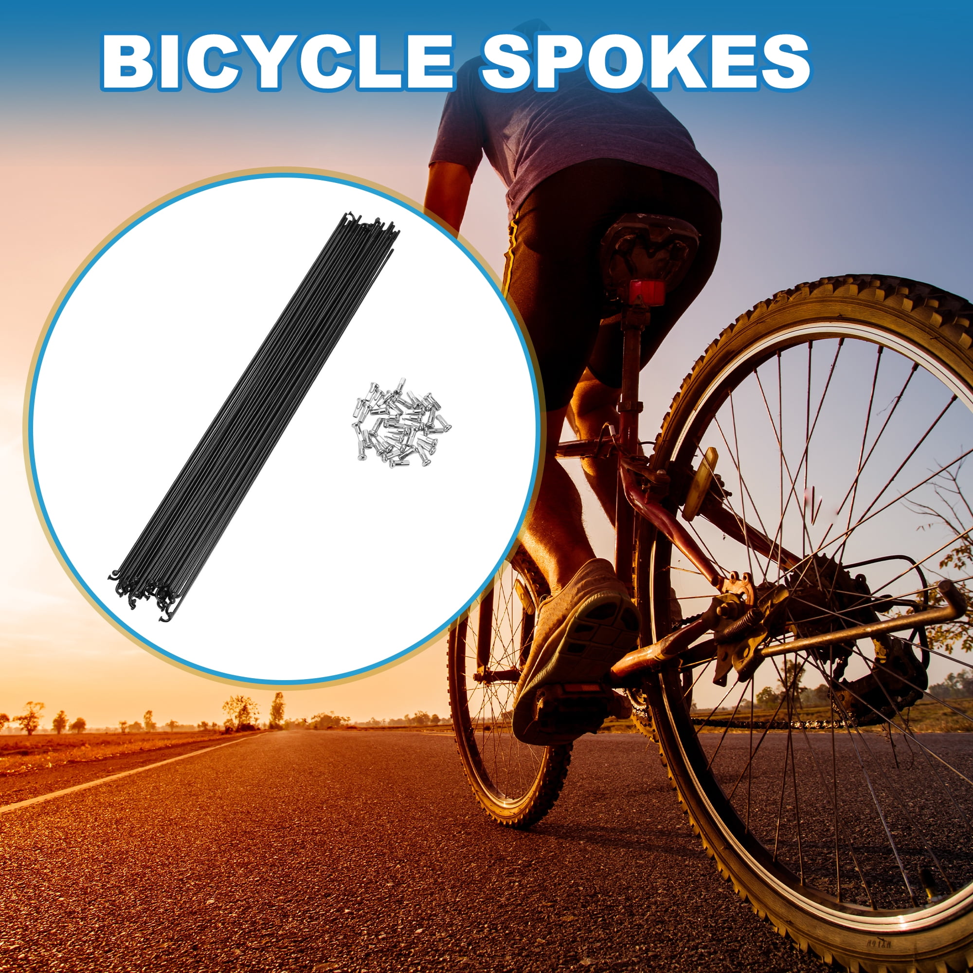 Unique Bargains 36Pcs Bike Bicycle Spokes 14G Mountain Bike Spokes Steel Black 11.02"
