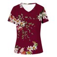 thumbnail image 4 of Fiudx Ofertas de La Semana Moda Mujer Casual Cuello En V Blusa Sólida Manga Corta Camiseta Verano Tops, 4 of 4