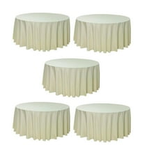 Ivory Round Polyester Tablecloth 190gsm 132" - 5-Pack by Chivari