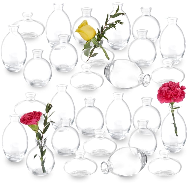 Bud Vase DOLEEYAE de vidrio transparente, 28 unidades, para centros de mesa