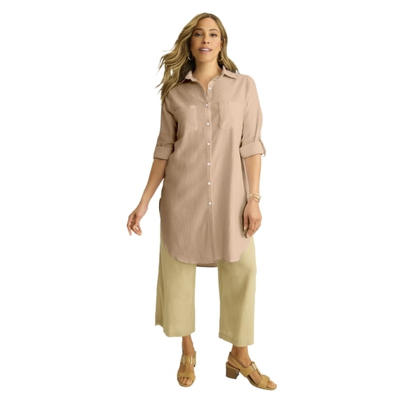 Jessica London Women's Plus Size Linen Mega Tunic