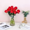 thumbnail image 7 of Zukuco 10PCS Artificial Roses Flower Silk Rose with Stem Realistic Artificial Long Stem Rose Valentine's Day Fake Roses Bouquet for Wedding Home Decoration (Red), 7 of 7