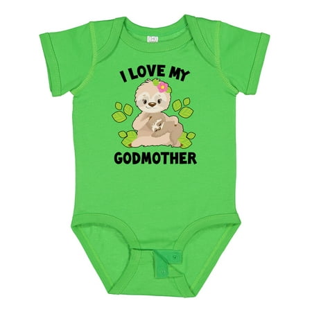 

Inktastic Cute Sloth I Love My Godmother with Green Leaves Gift Baby Boy or Baby Girl Bodysuit