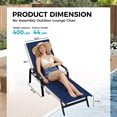 thumbnail image 3 of Outdoor Patio Lounge Chair Set of 2 – Reclining Chaise Chairs with Durable Textilene Fabric & 5-Position Adjustable Backrest – Poolside, Balcony & Garden Seating – Navy Blue, 3 of 6