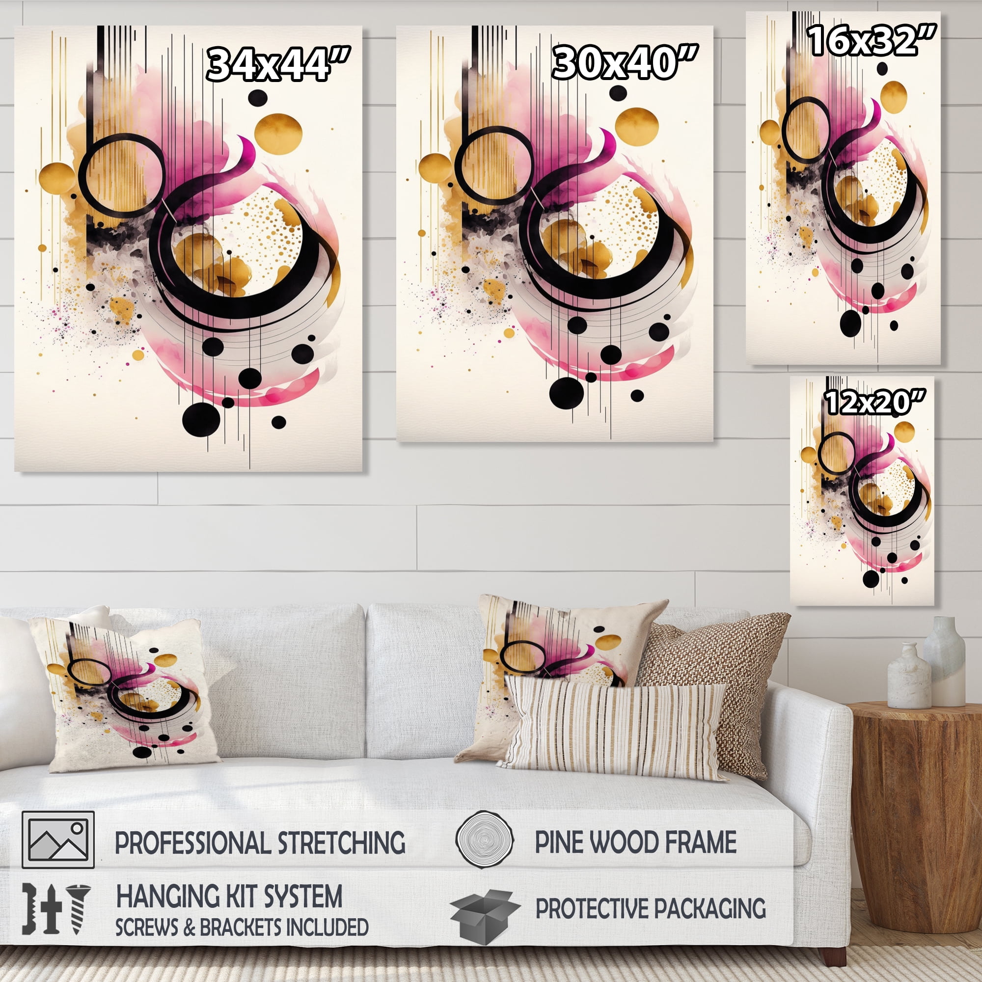 Designart Pink Watercolor Abstract Canvas Wall Art