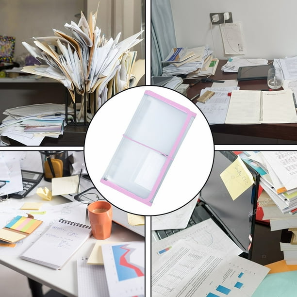 Carpeta Acordeón B6 para Facturas, 13 Compartimentos | Recibos de Iva | Carpeta Transparente E Impermeable | Plástico | Rosa | 26,3 X 14,5 X 3,5 Cm | 1 Unidad