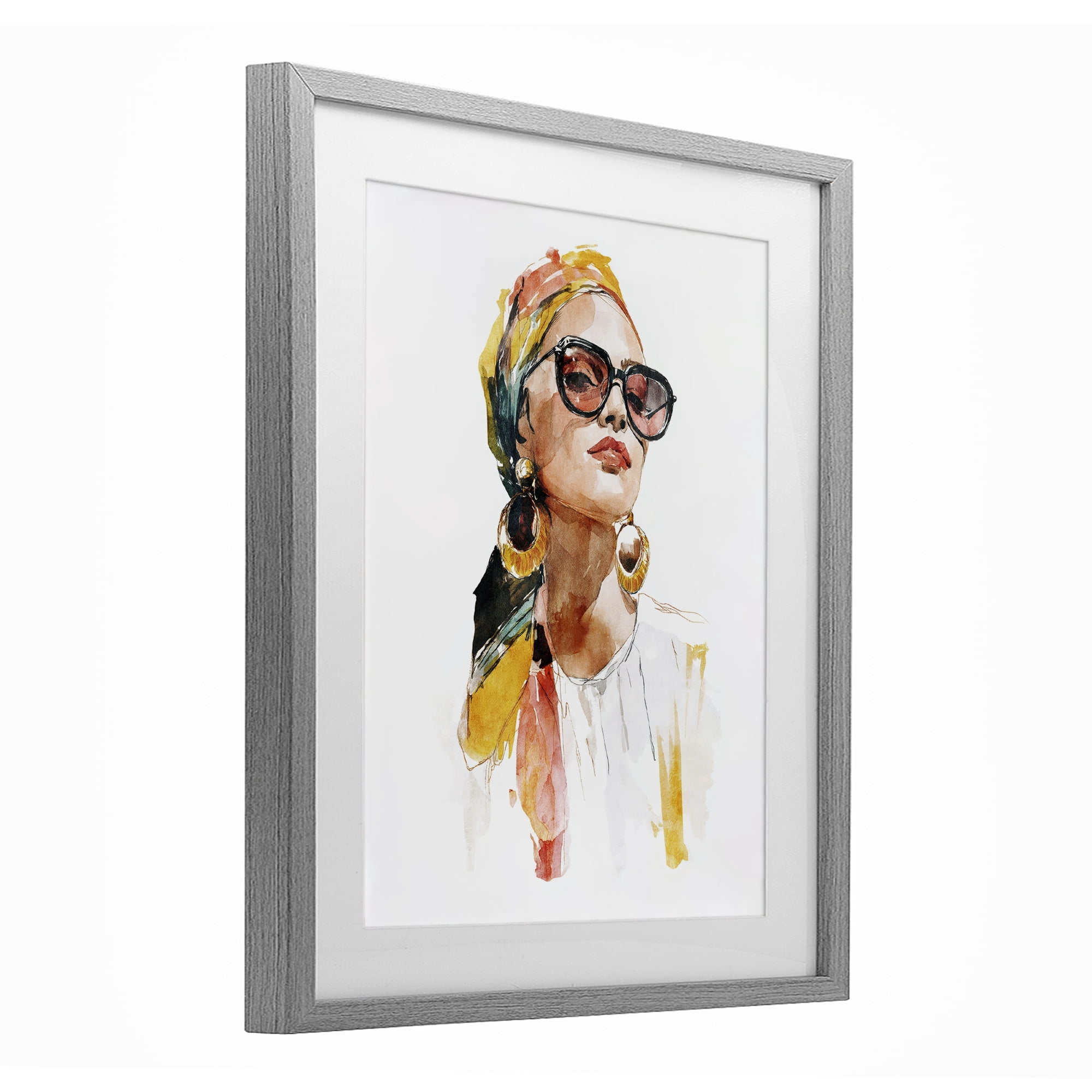 Stupell Industries Stylish Woman with Headwrap Gray Framed Print Under Glass, design by Svetlana Aleynikova