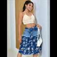 thumbnail image 4 of Falda Vaquera Informal con Lazo para Mujer, Falda Larga de con Estampado Floral Estilo Bohemio, Falda Paraguas. Azul M, 4 of 9