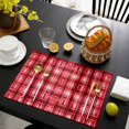 thumbnail image 3 of Red Plaid Placemats Set of 6, Modern Art Checkered Farmhouse Placemats for Dining Table, Place Mats for Kitchen Tabletop, Waterproof Wipeable Dining Table Mats Set, 3 of 9