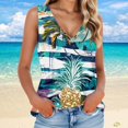 Huresd Tank Top for Women Cool Summer Tops V Neck Sleeveless Hawaiian Palm Tree Print Thick