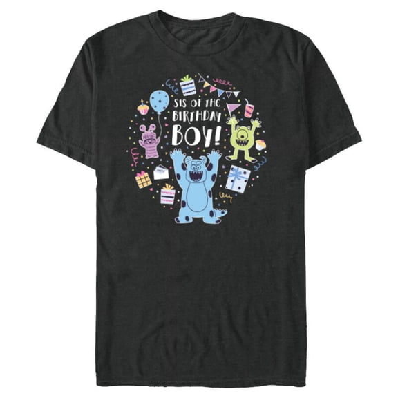 Disney and Pixar’s Monsters, Inc. Sis of the Birthday Boy - Short Sleeve Blended T-Shirt for Adults - Customized-Dark Heather