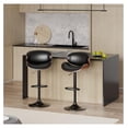 thumbnail image 2 of Drevy Adjustable Swivel Bar Stools Set of 2, -Century Modern PU Leather Upholstered Counter Height Bar Stool, Kitchen Island Barstools with Back, Black, 2 of 8