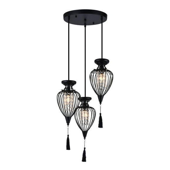 Xtricity - 3-Light Pendant, 15'' Wide, From the QueensDown Collection, Black